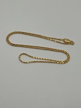 Vtg 925 Sterling Silver Bright Yellow Gold Tone Twisted Rope Chain Necklace 16”